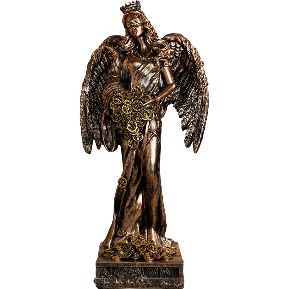 Estátua da Deusa da Riqueza, Anjo, escultura em resina de 33,7 cm