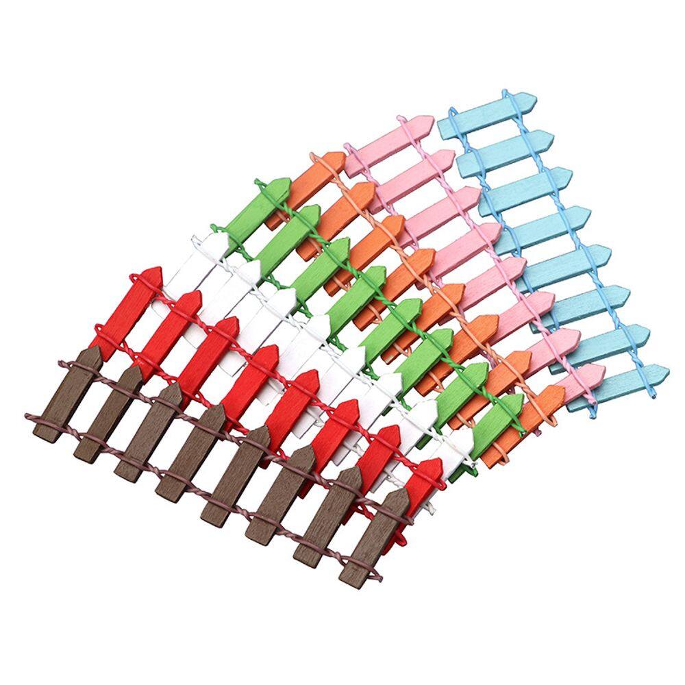 Cerca de piquete colorida em miniatura para casa de bonecas, escala 1:12