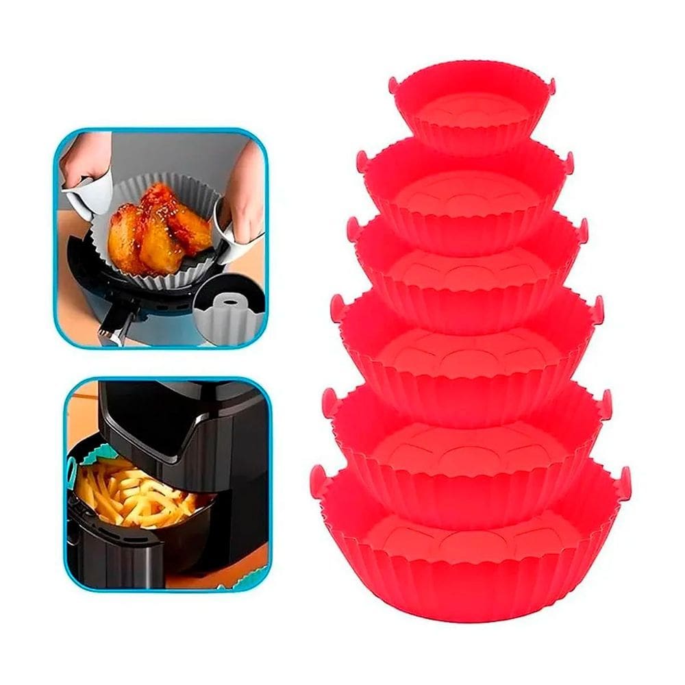 Forminhas Air Fryer Silicone Bolo Pudim Fácil Limpeza Kit 6