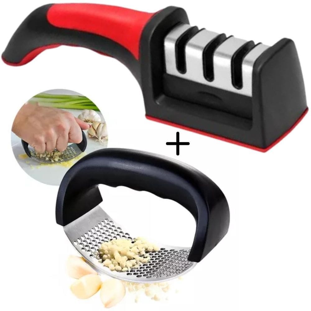 Kit Cozinha Ergonômica: Espremedor E Afiador Resistente