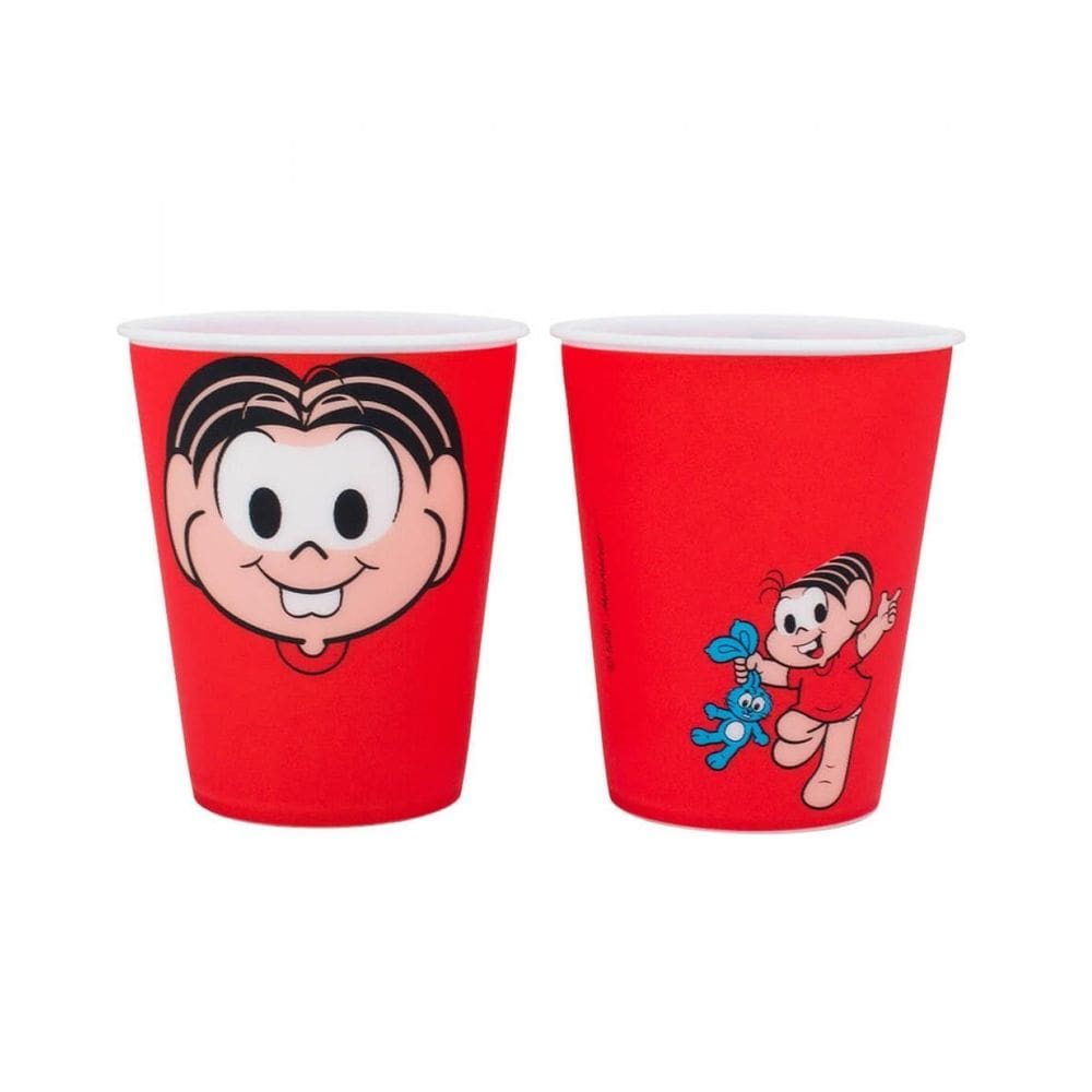 Jogo 2 Copos Plástico Mônica Vermelho 400Ml Turma Da Mônica