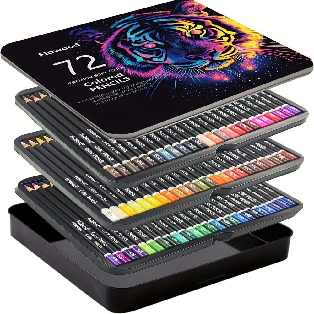Conjunto de lápis de cor, 72 cores, premium, macio, 44 unidades com caixa de lata