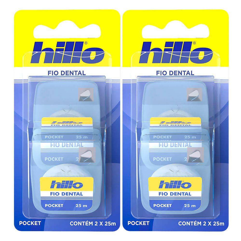 Kit 2 Fio Dental Hillo Pockete com 2 Unidades de 25m cada