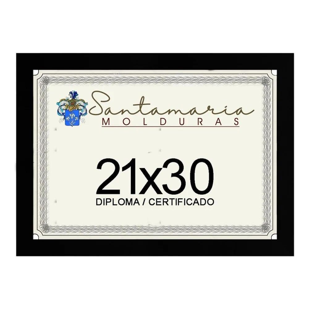 2X Moldura Porta Diploma Certificado A4 21X30 Preto Liso