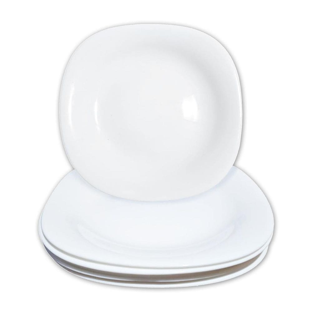 Kit 06 Pratos Vidro Lanche Quadrado Temperado Opaline 20,5Cm