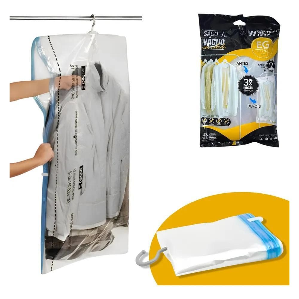 3X Organizador À Vácuo Cabide Para Roupas Jaqueta Blusa Tern