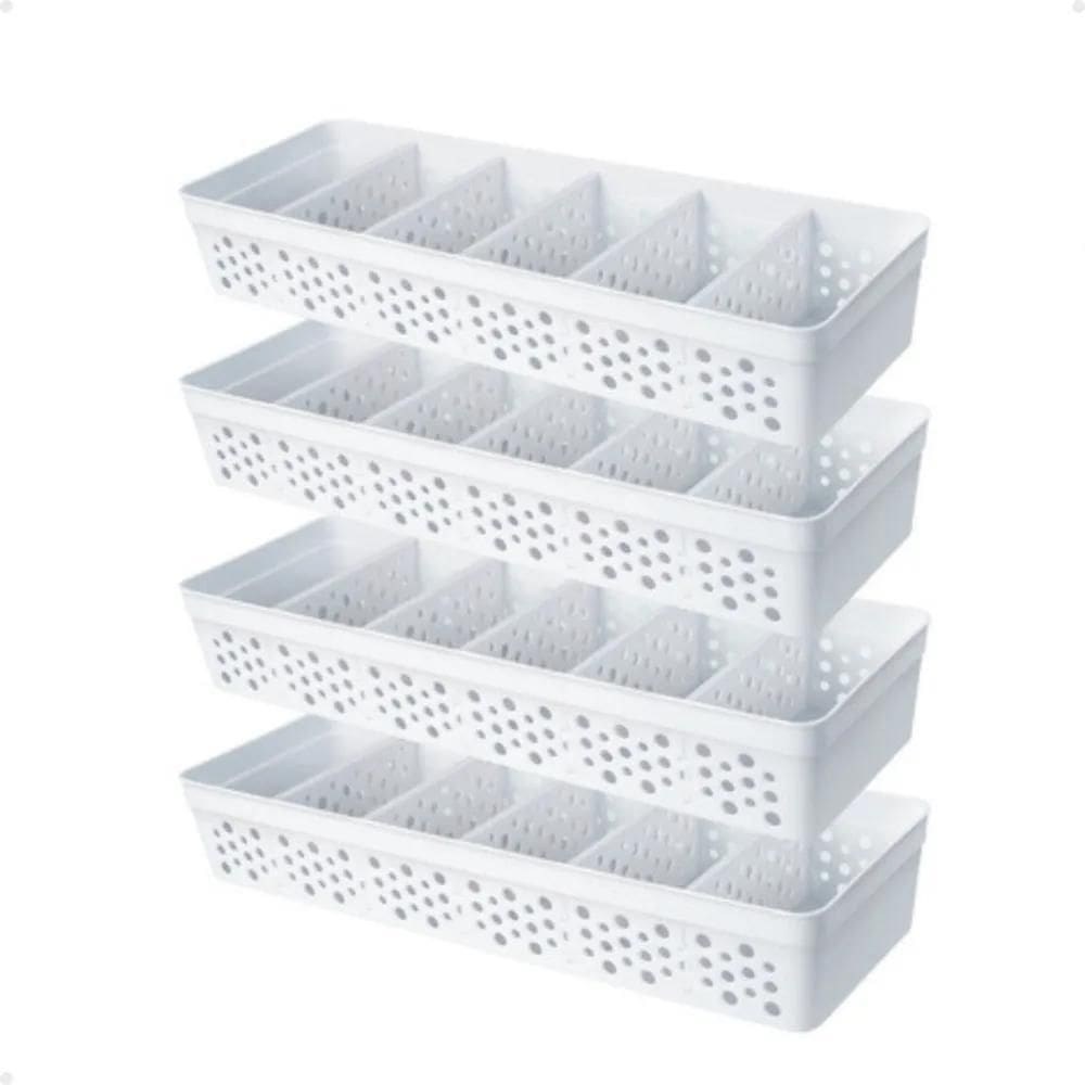 3X Kit 4 Cestos Organizadores Com 5 Divisórias Colméia Caixa