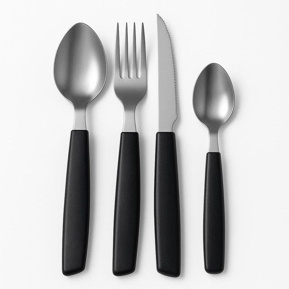 Faqueiro Baviera 24 Peças Aço Inox Com Gaveteiro Preto Mek