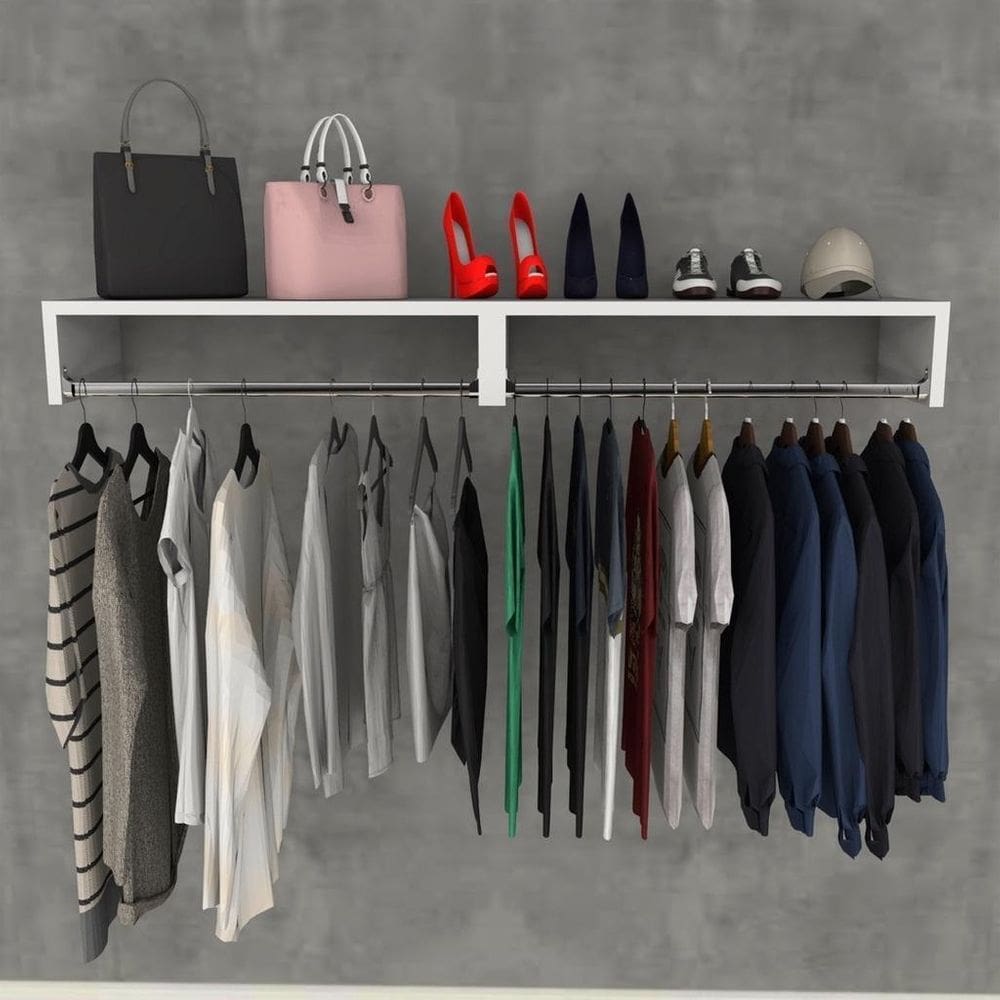 Arara Cabideiro De Mdf Branco 100X25