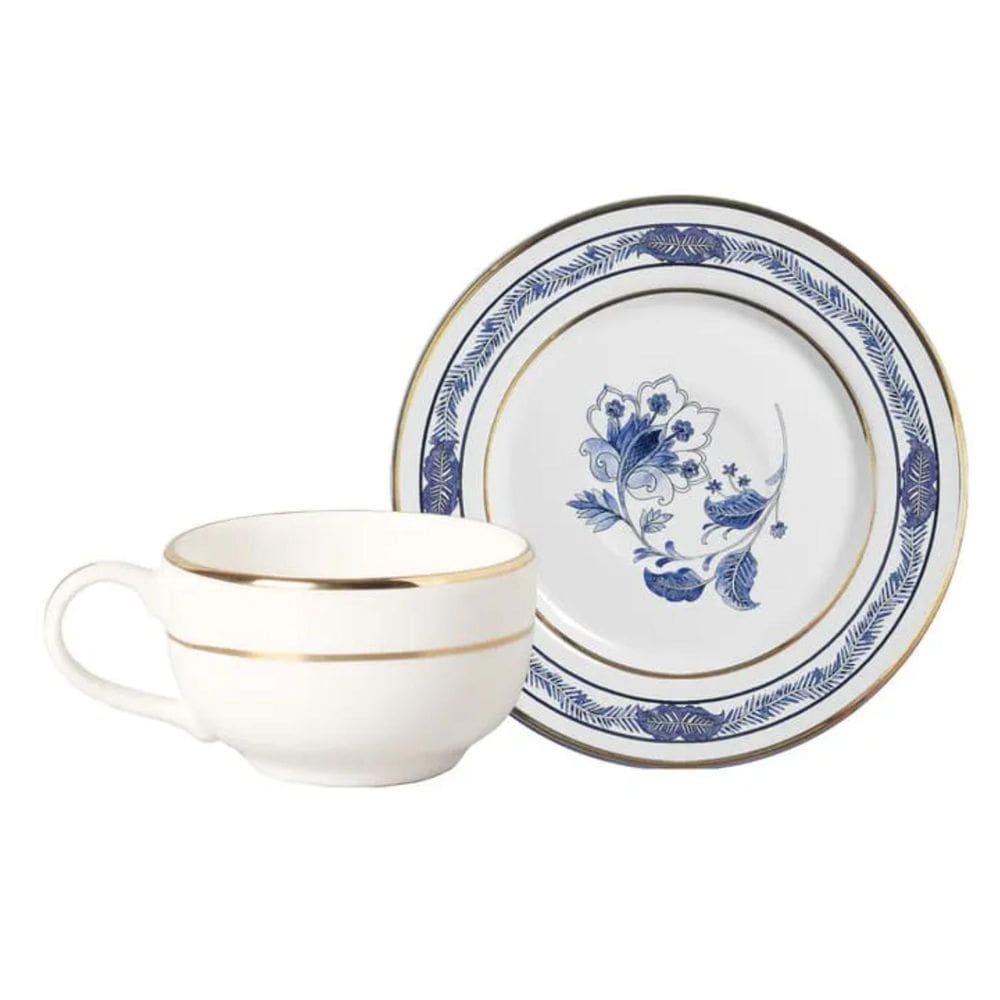 Xicara De Café Com Pires 85Ml Cerâmica Xangai Azul Alleanza