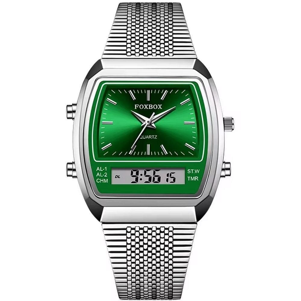 Relógio Esportivo Digital à Prova Dágua Em Aço Inoxidavel Masculino Verde