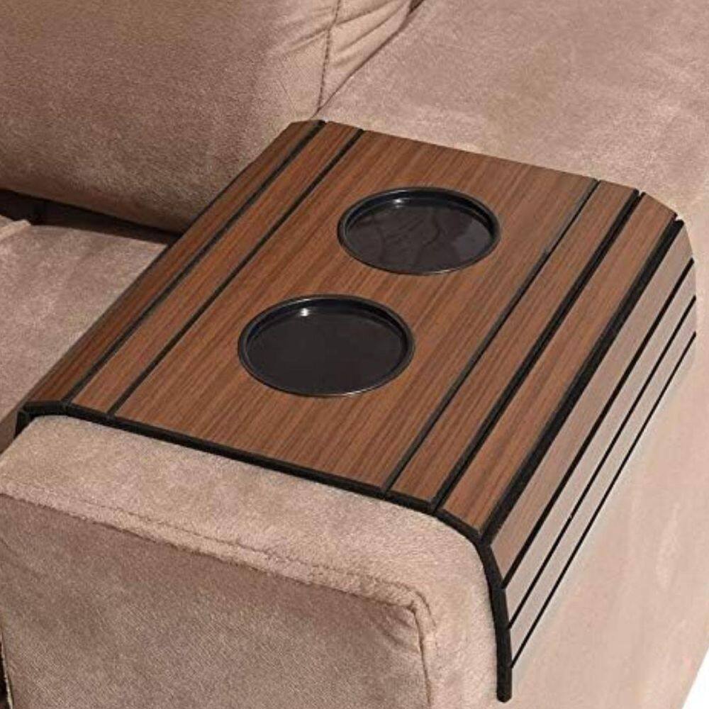 Apoio Porta Copos E Controle Para Sofá Em Madeira Tabaco