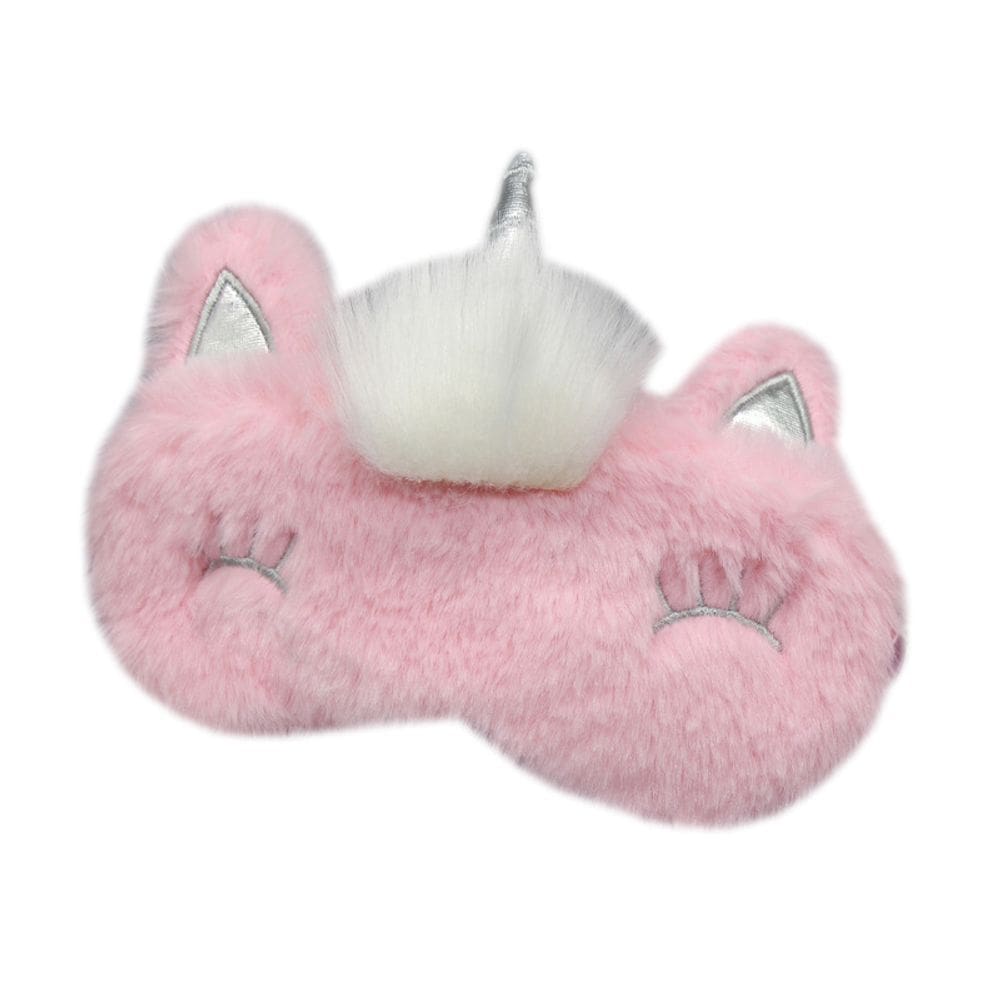 Máscara de dormir Unicorn Plush para crianças Máscara de olhos rosa de desenho animado