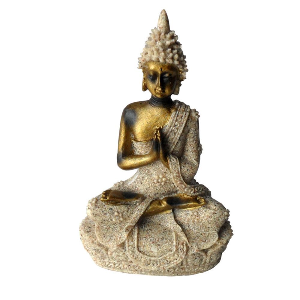 Estátua de escultura Mini Zen Seated Buddha Resin Sandstone 9cm