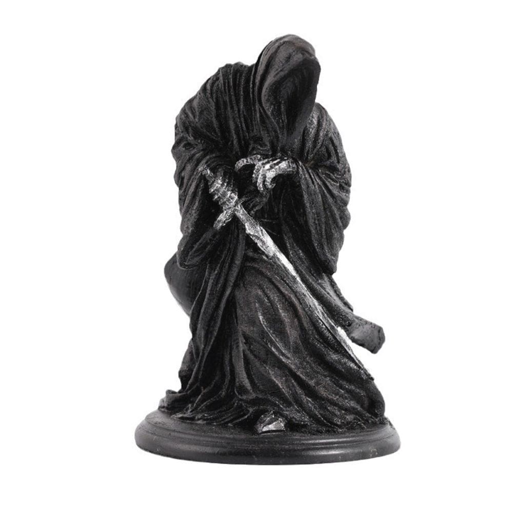 Escultura Gothic Grim Reaper em resina de 15 cm com capa preta