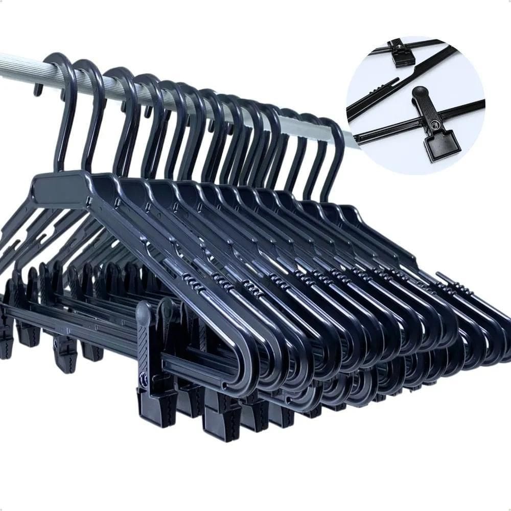 10X Kit 20 Cabide Presilha Calça Saia Bermuda Adulto Cor Pr