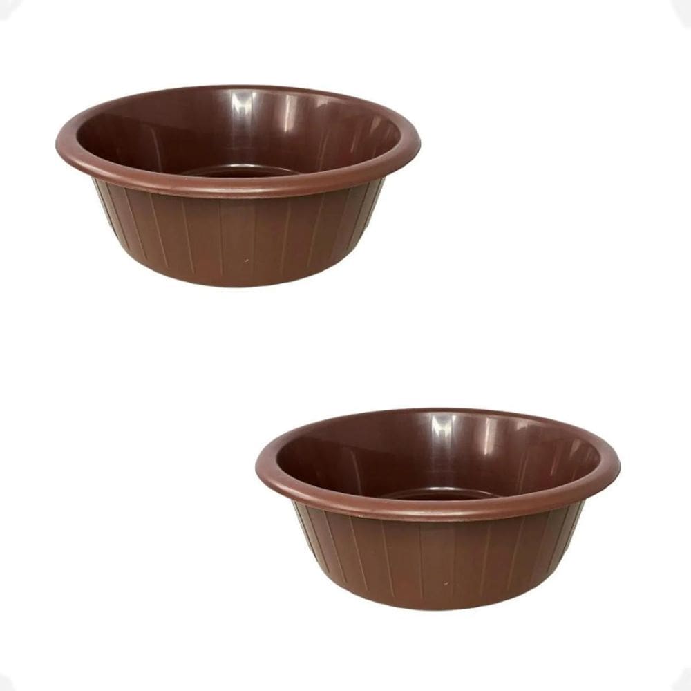 Kit 2 Balde Bacia Frisada S/ Alça Multiuso De Plástico 15 L