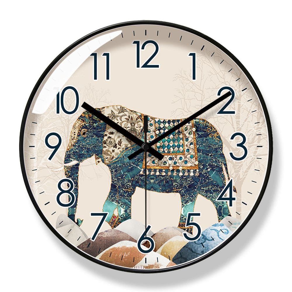 Relógio de parede Decorative Elephant Silent Non-Ticking Quartz