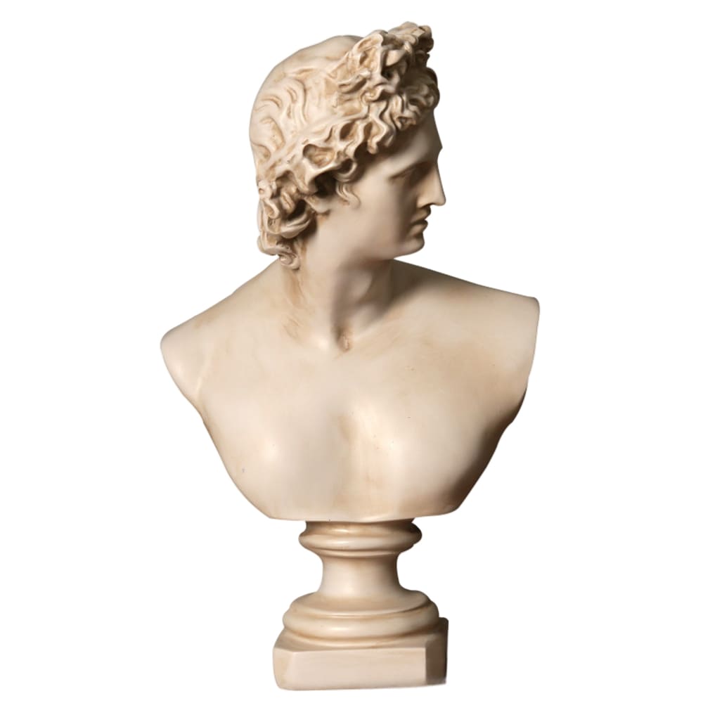 Estátua de busto Apollo 30 cm Escultura em resina clássica grega G