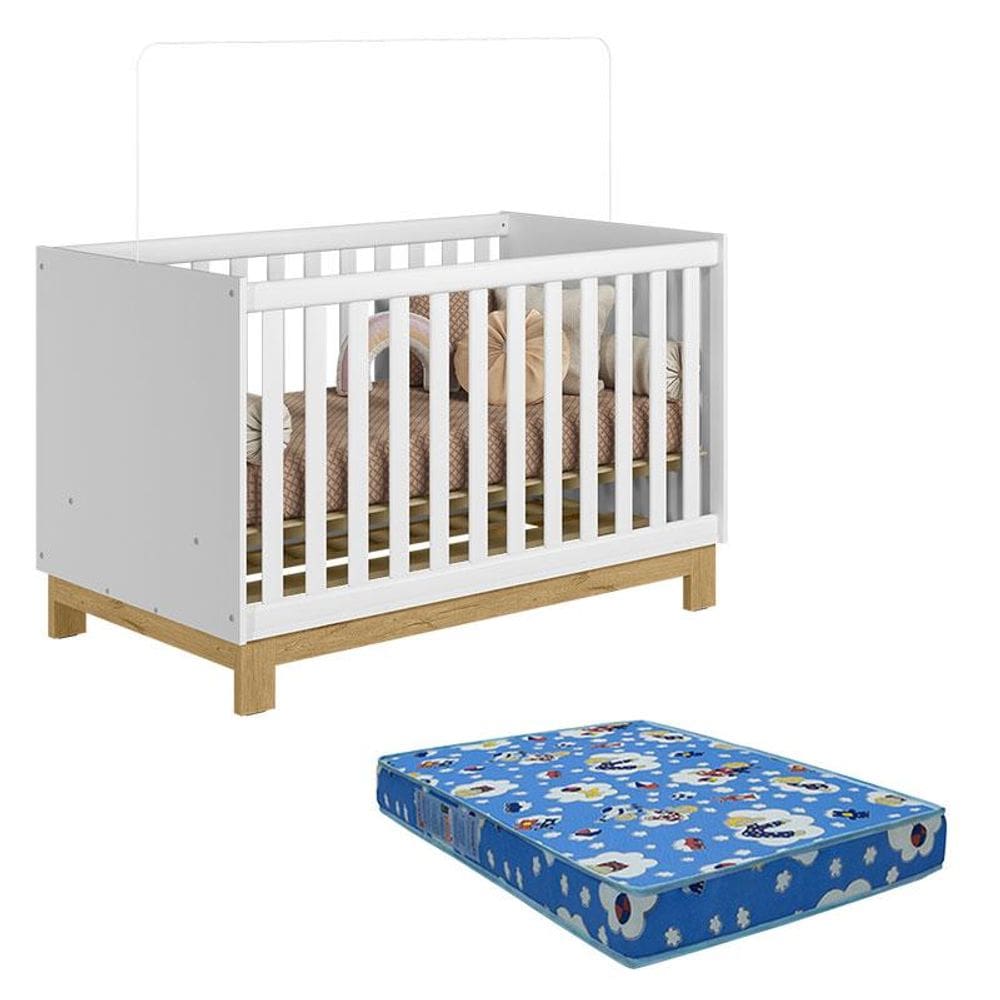 Berço Americano 4315 Q Encanto Slim Branco Acetinado com Colchão Tend Tudo - Qmovi