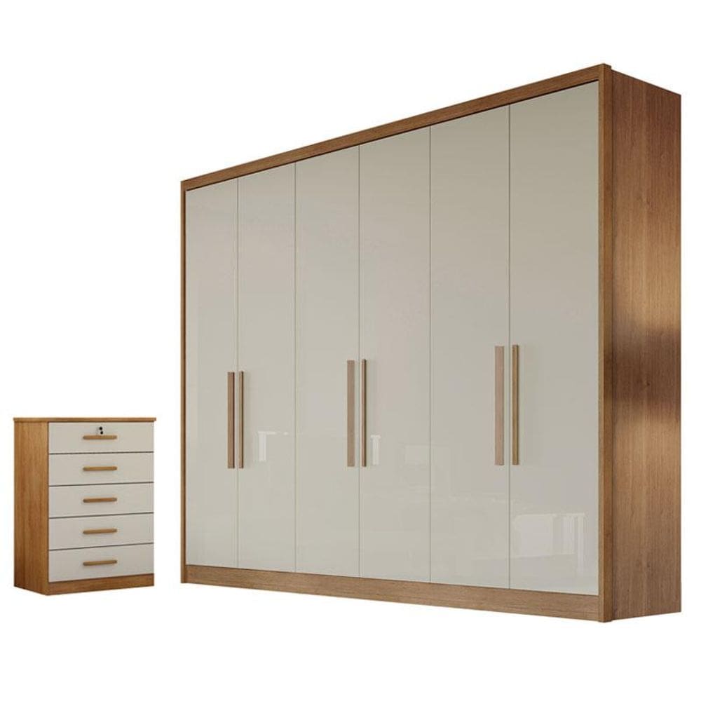 Guarda Roupa Casal New Messina com Gaveteiro Suiça Cumaru 25 Fendi - Novo Horizonte