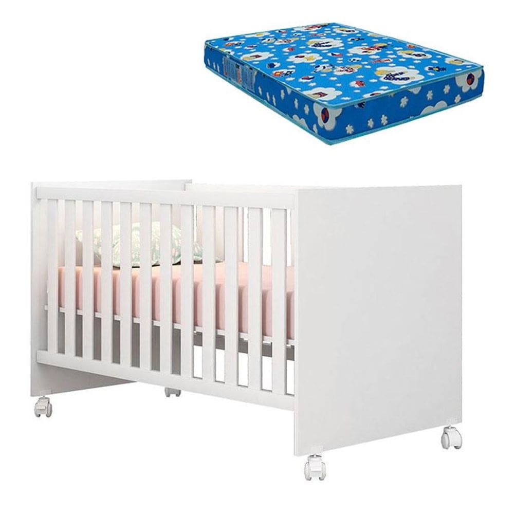 Berço Americano Doce Sonho 100 Branco Brilho com Colchão Tend Tudo - Qmovi