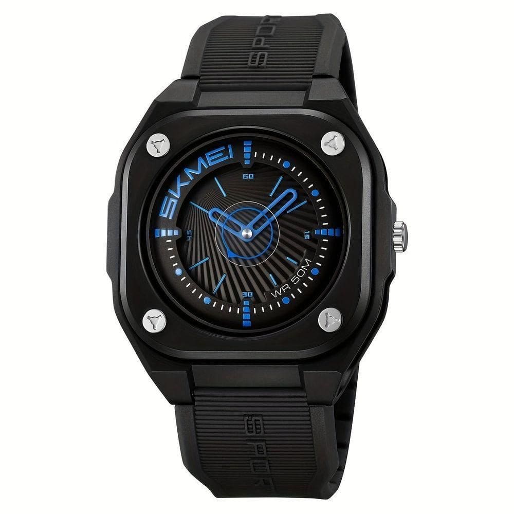 Relógio Masculino Fashion Skmei, Impermeável 50m, Pulseira De Silicone Preto Azul