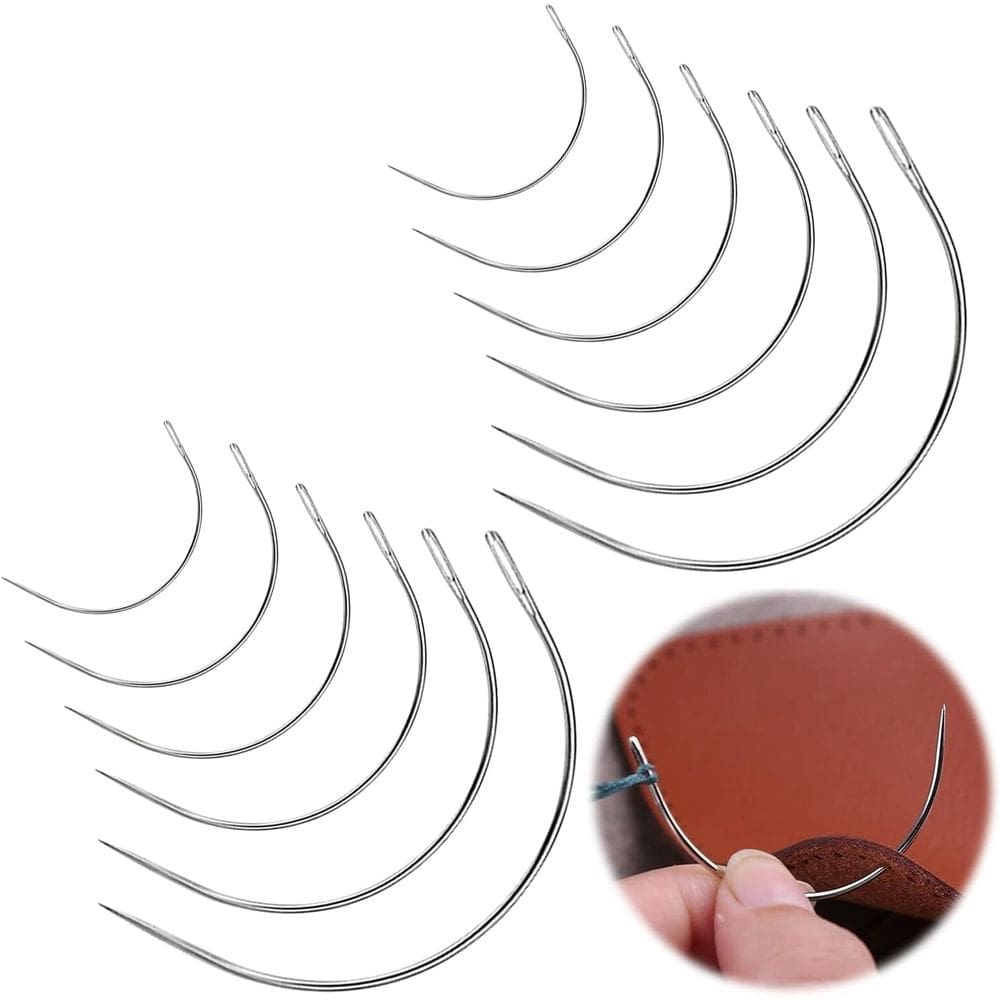 Agulhas de costura curvas à mão, 12 peças para reparo de couro