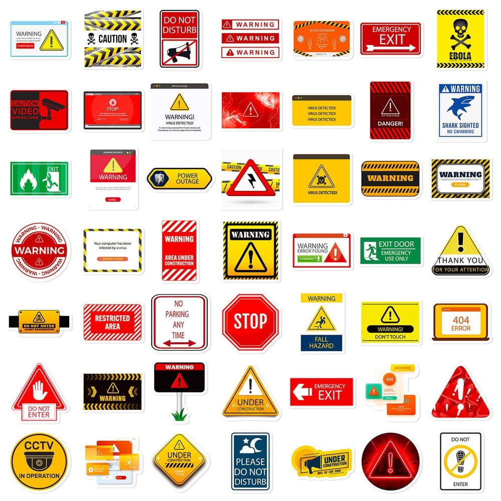 Adesivos de aviso: 100 peças de adesivos autoadesivos de vinil