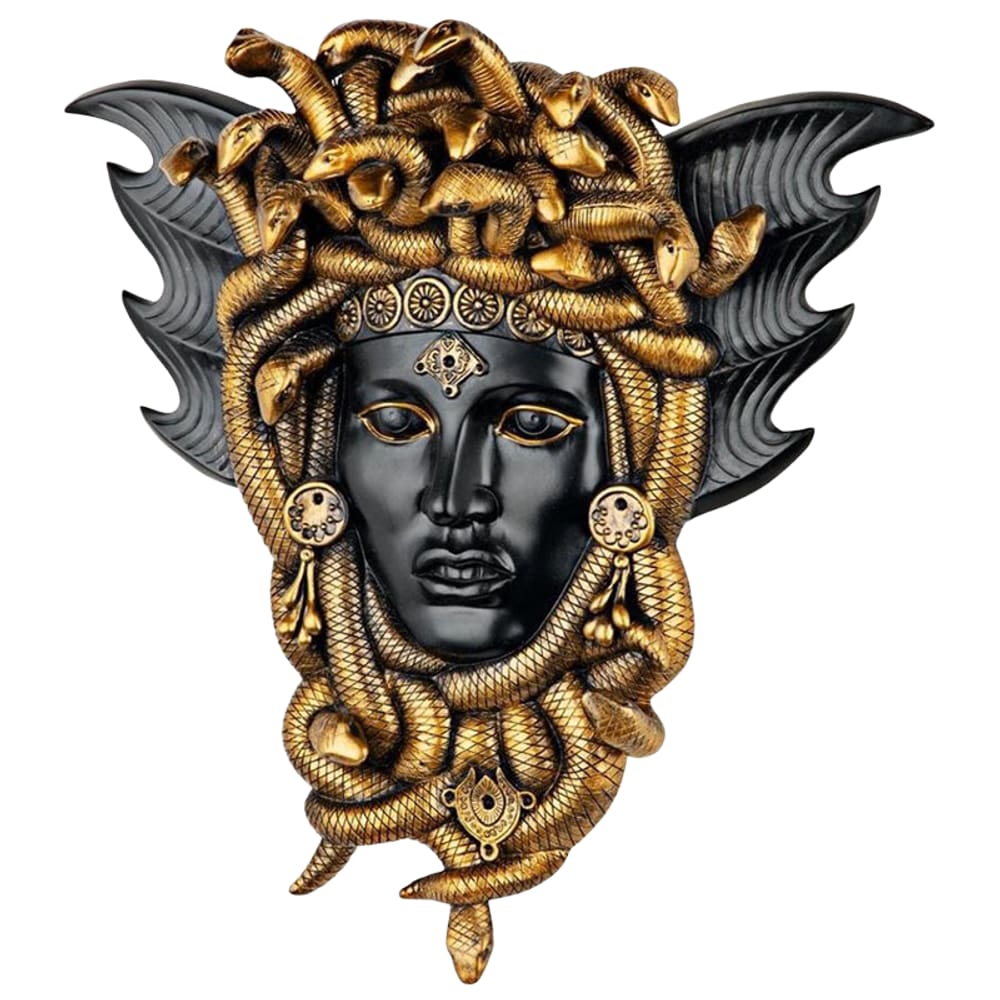 Escultura de parede Medusa, cabeça de mitologia grega em resina de 15 cm