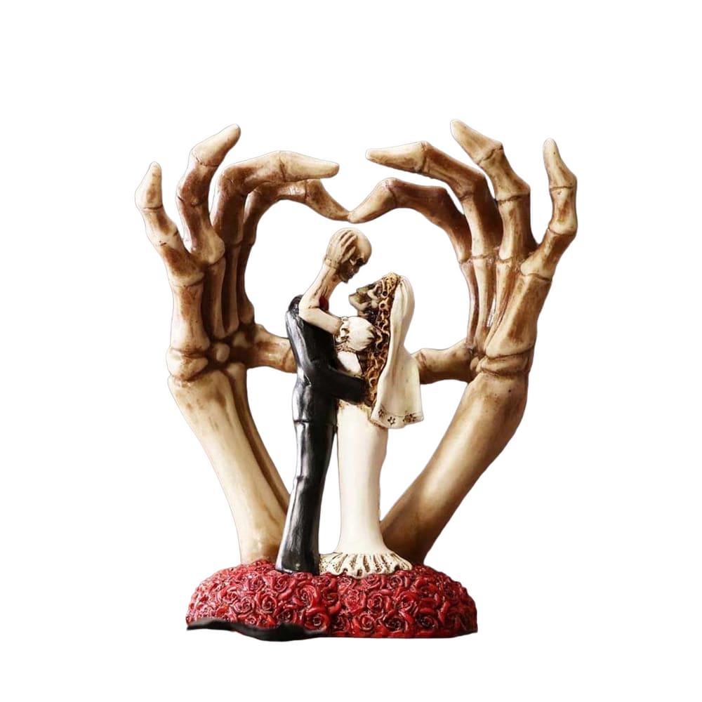 Estátuas, casal esqueleto, noiva e noivo românticos, resina de 20 cm