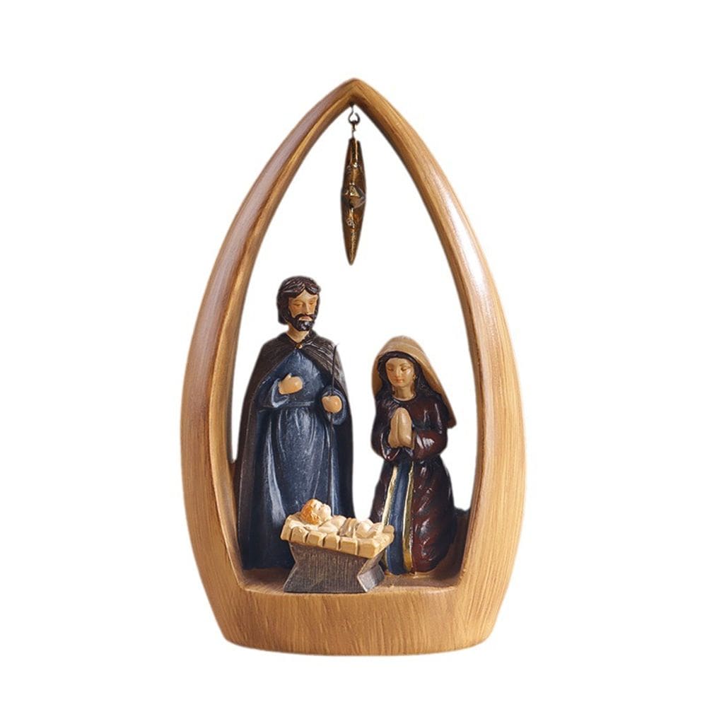 Escultura de presépio em resina do Menino Jesus 20cm com Maria e José