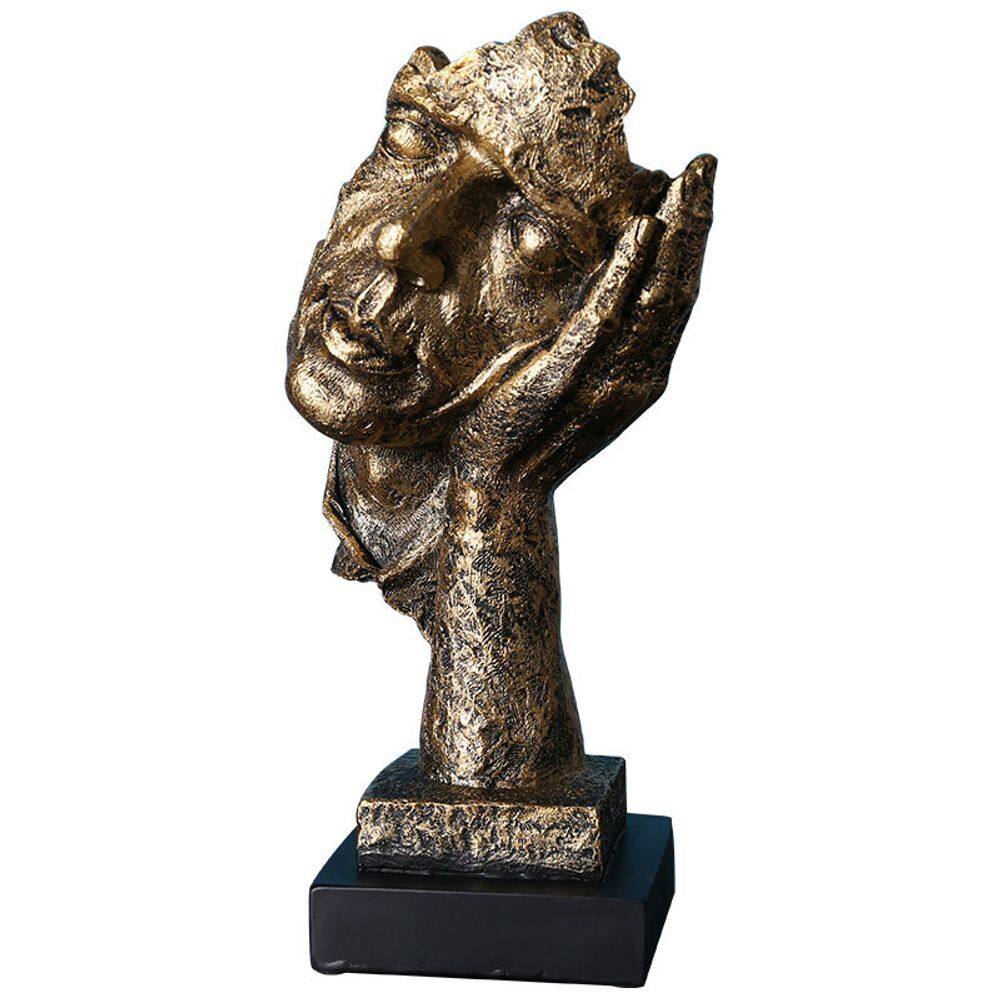 Escultura em resina facial Silence Vintage 12.5x11.5x33cm