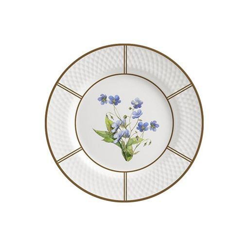 Conjunto Com 6 Pratos Sobremesa Innocence Filete Ouro 21Cm