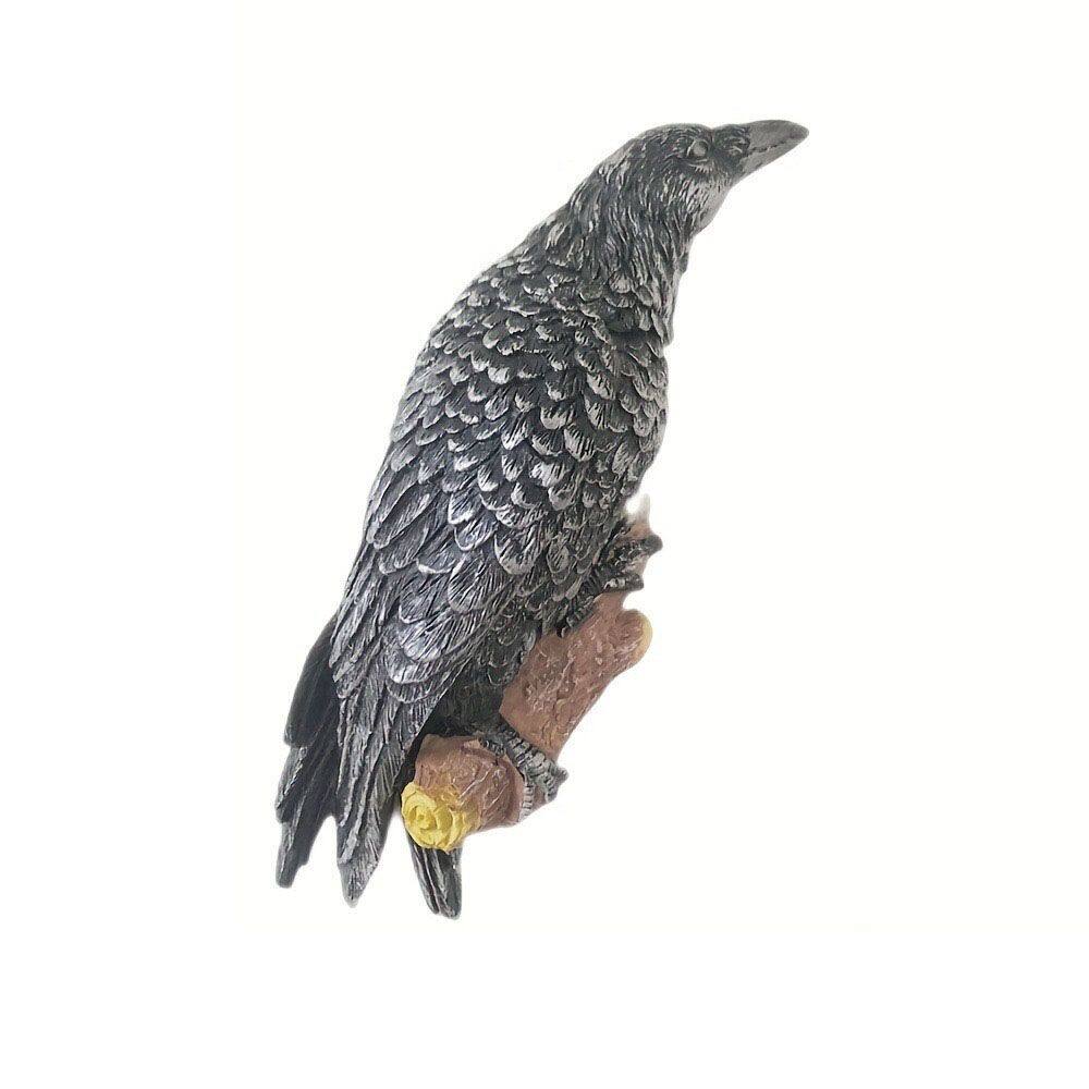 Escultura em resina para pendurar na parede Raven Gothic Crow Art 7x20cm