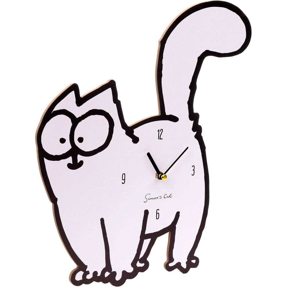 Relógio de parede Simon`s Cat Shape 35x35cm MDF e madeira