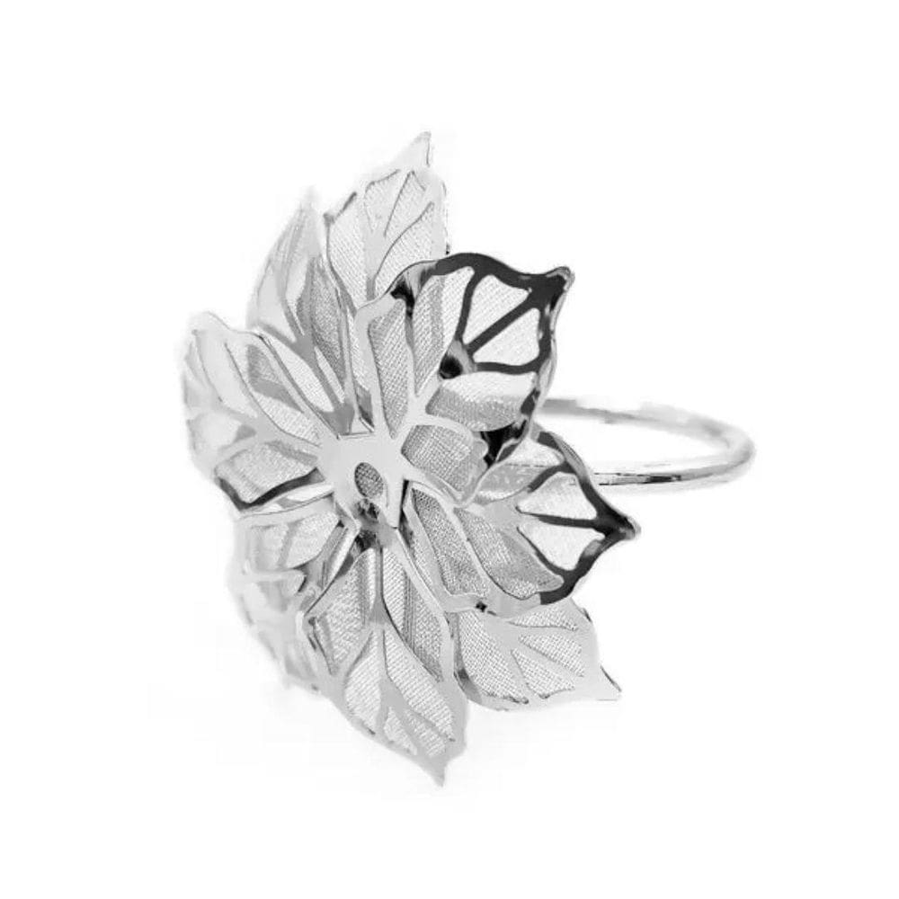 Porta Guardanapo Em Metal Flor 4.7Cm Com 6 Peças Níquel