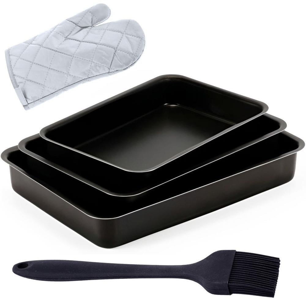 Jogo Assadeira Alta 03 Peças Antiaderentes + Luva + Pincel