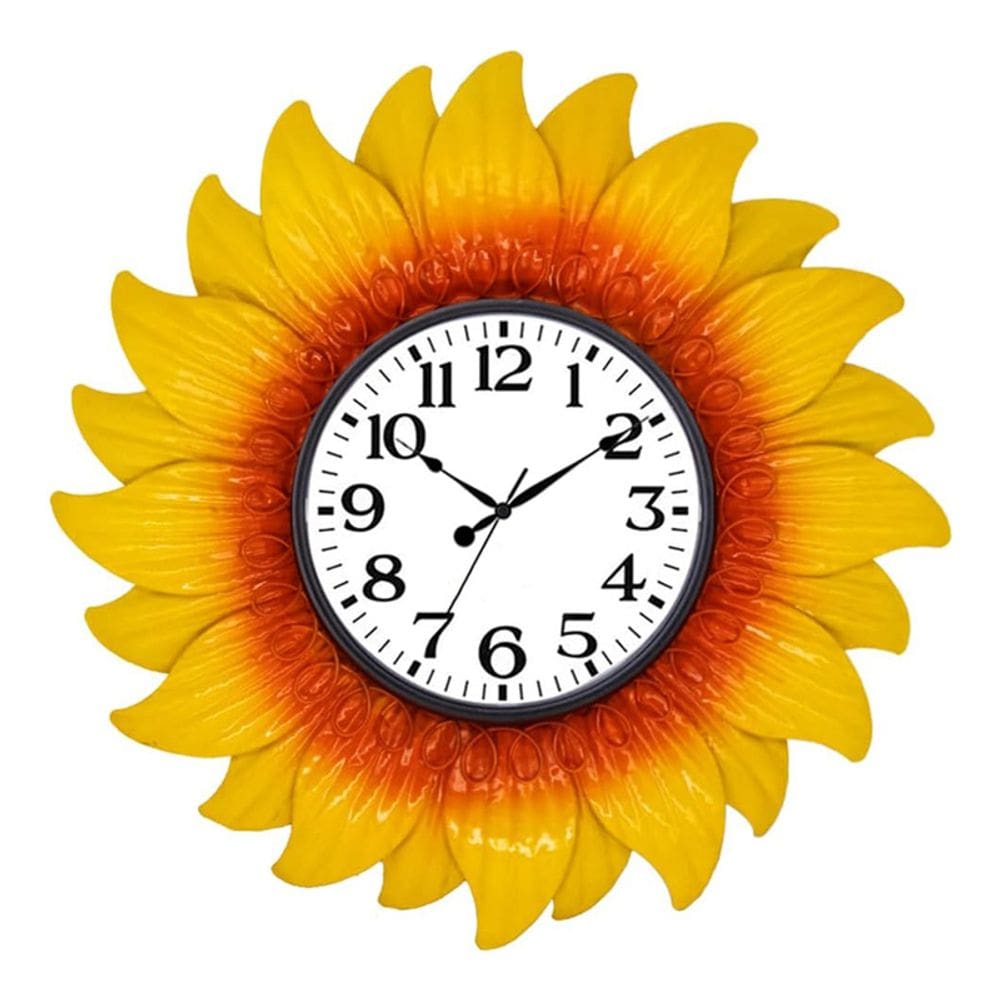 Relógio de parede Girassol 33 cm acrílico impermeável silencioso