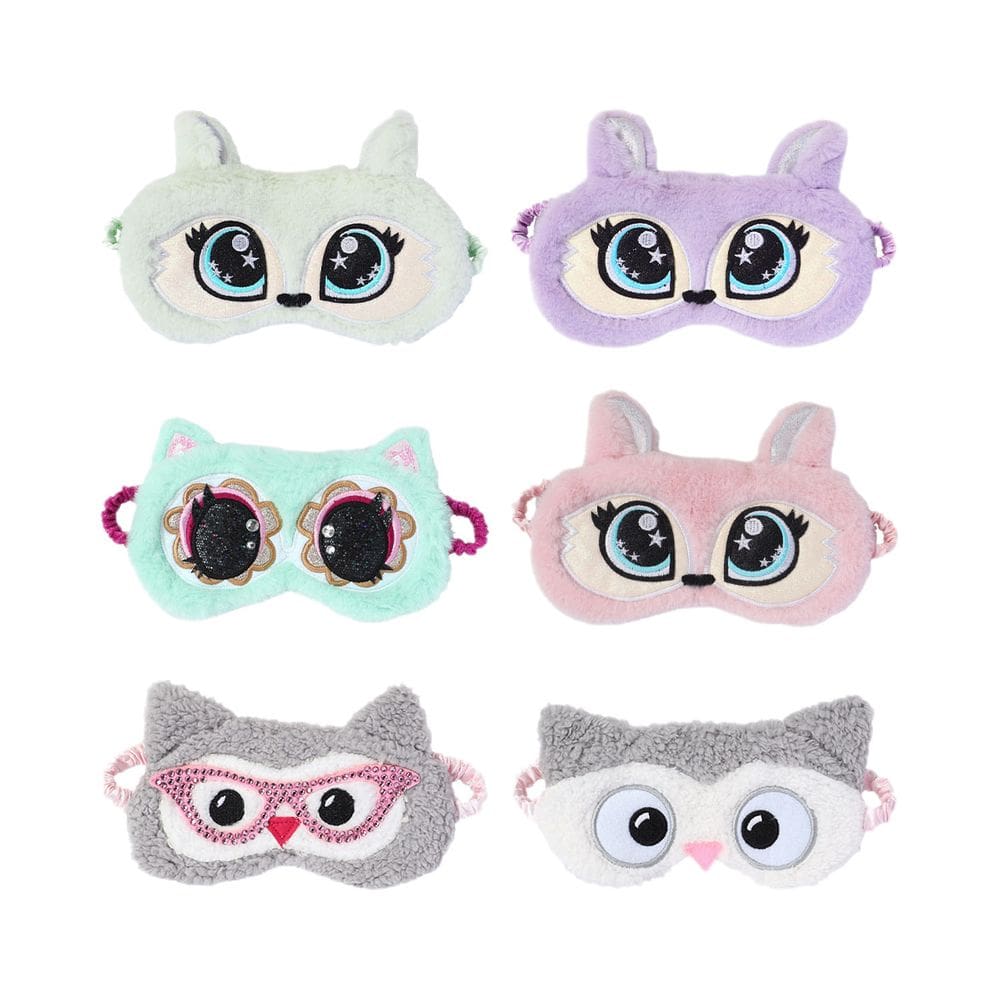 Máscaras para dormir, 6 peças de bicho de pelúcia, olho fofo de coelho, gato e coruja