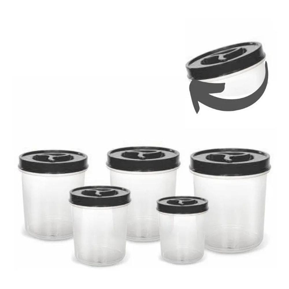 2X Conjunto Vasilhas Porta Mantimentos Tampa Rosca 5 Pçs Pre