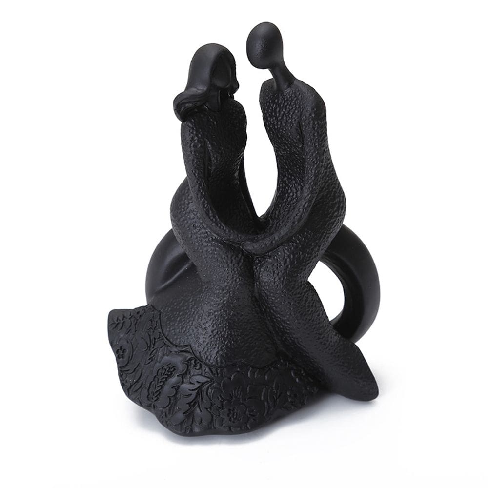 Estatueta de resina, casal preto minimalista moderno sentado
