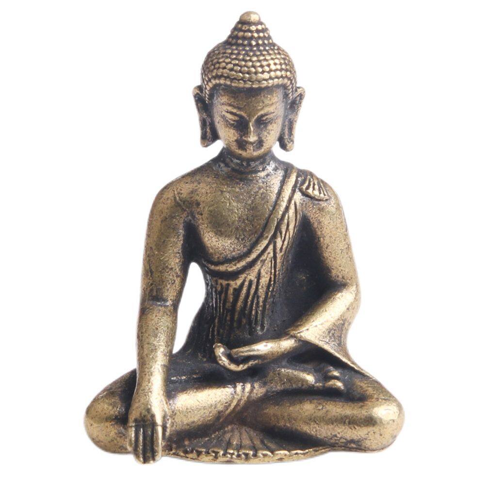 Estátua de Buda em latão antigo de 3,1 cm para meditação pequena