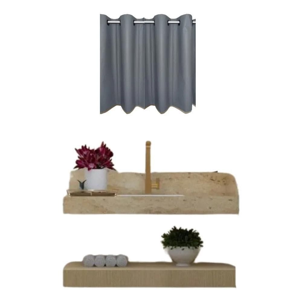 2X Cortina Blackout Janela Banheiro Apto Impermeável 1,10 X