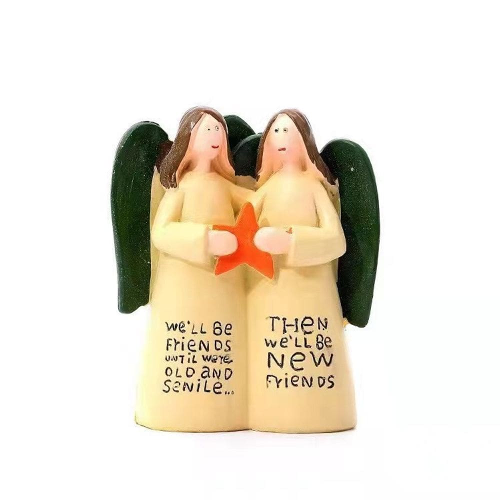Estatuetas de resina Friendship Angel Statues de 9 cm com citação de amizade