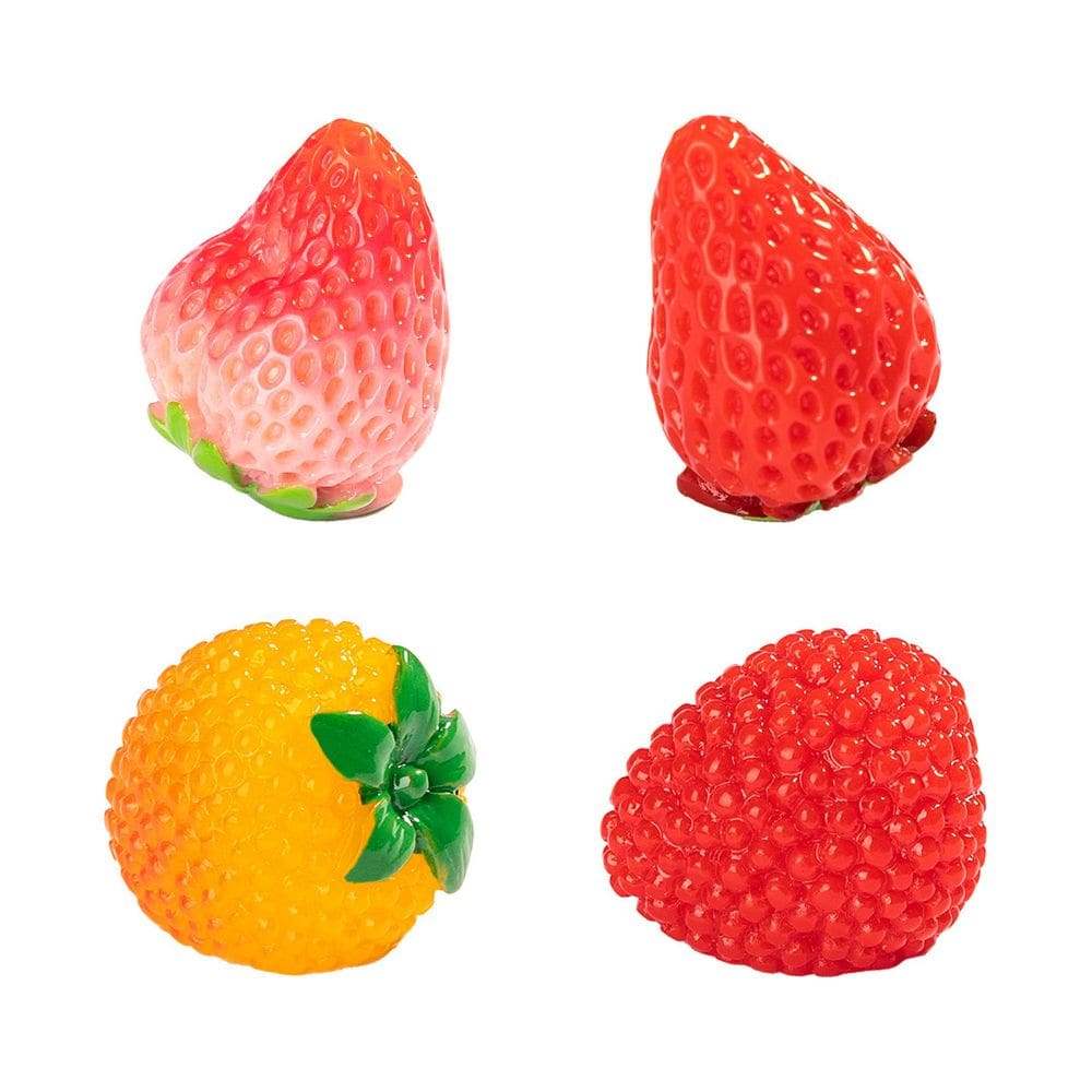 Imãs de geladeira 3D em resina de morango, conjunto de 4