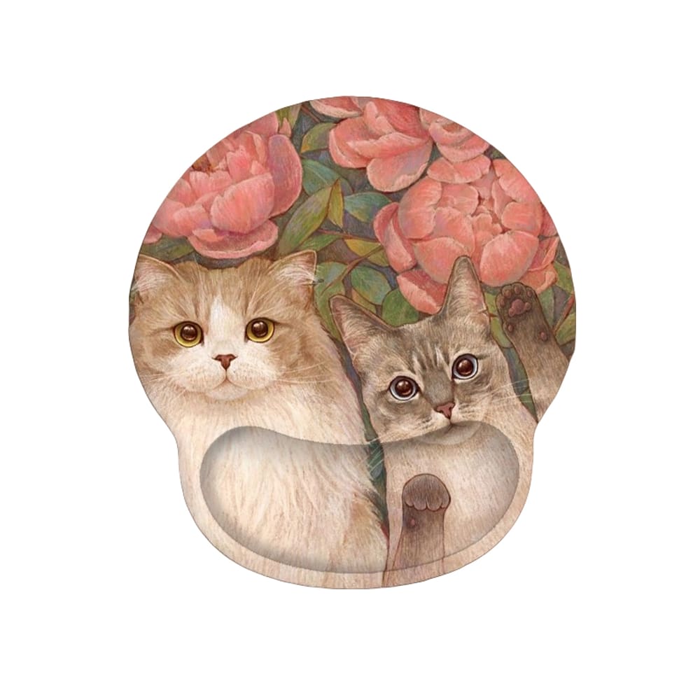 Mouse pad com apoio de pulso Cute Cat Illustration Milk Silk