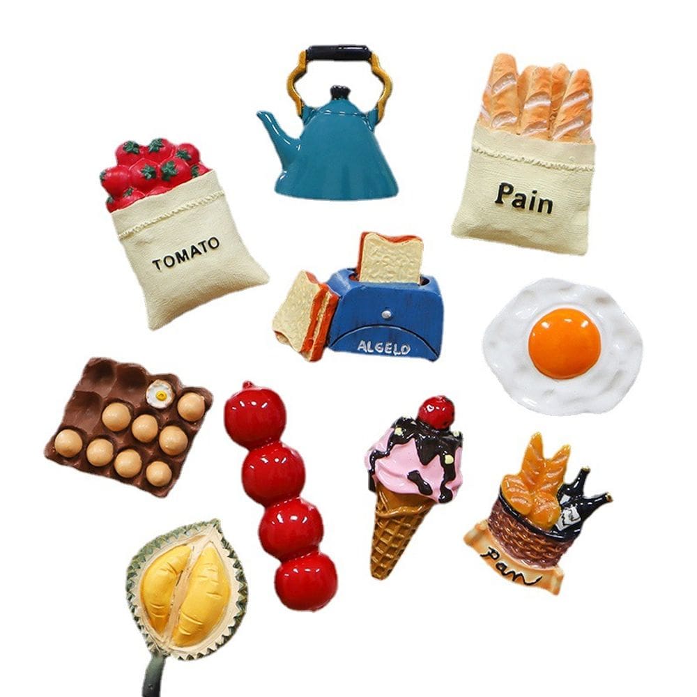 Ímãs de geladeira 3D Food 10 unidades de ímãs de geladeira de resina