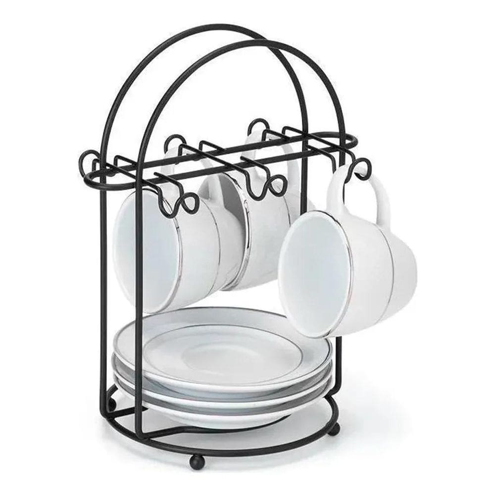 Suporte Organizador Para Xícaras De Café Chá Pires Cor Preto