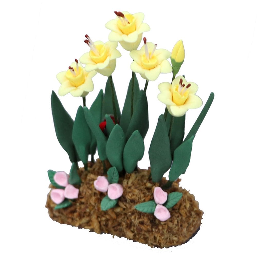 Vaso de flores em miniatura Dollhouse em resina amarela em escala 1:12